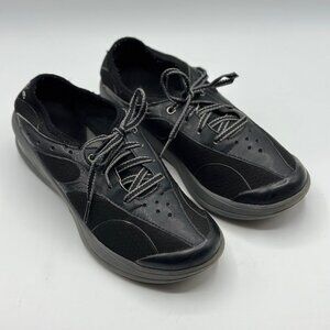 BZEES Women's Flame Black Fabric Comfort Low Top Lace-Up Walking Sneakers 7.5M